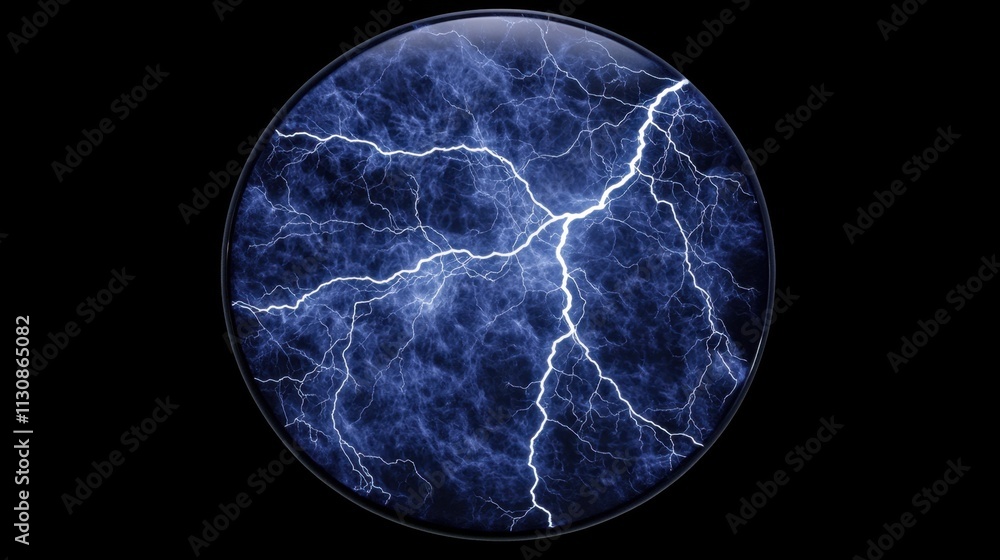 Poster fascinating blue lightning with dynamic energy in dark background