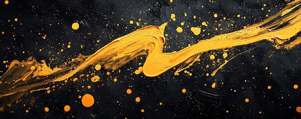 Soft yellow splashes and orange brush marks on black.