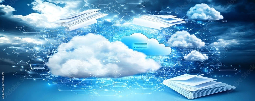 Poster cloud computing and data storage digital documents in the cloud