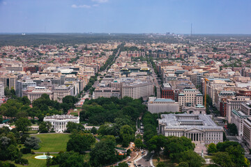 Aerial View of Downtown Washington, DC, USA - with White House in Foreground