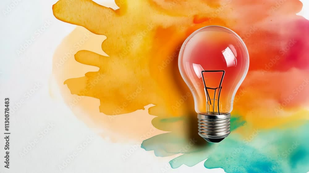 Poster bright idea concepts with colorful background for creative process and innovation