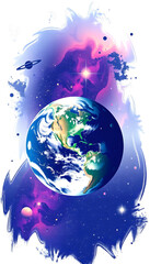 Naklejka premium Earth and galaxy, vector style, with white tones