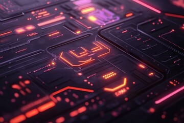 Fototapeta premium Futuristic Neon Data Interface Vector Illustration