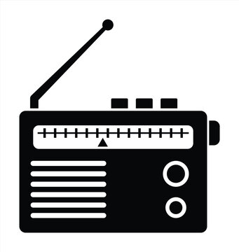 recommend clip art: Retro Radio Icon with Antenna in Minimalist Black Style
