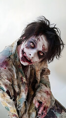 Terrifyingly Realistic Zombie Costume with Decomposing Skin, Faux Blood, and Tattered Clothing Perfect for Halloween