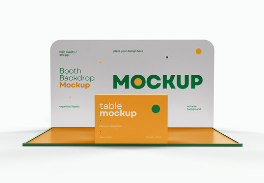 Booth Backdrop Stand Mockup &ndash; AI-Generated Design for Trade Shows, Exhibitions, and Branding with Editable Background