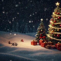 Obraz premium Christmas tree in the snow