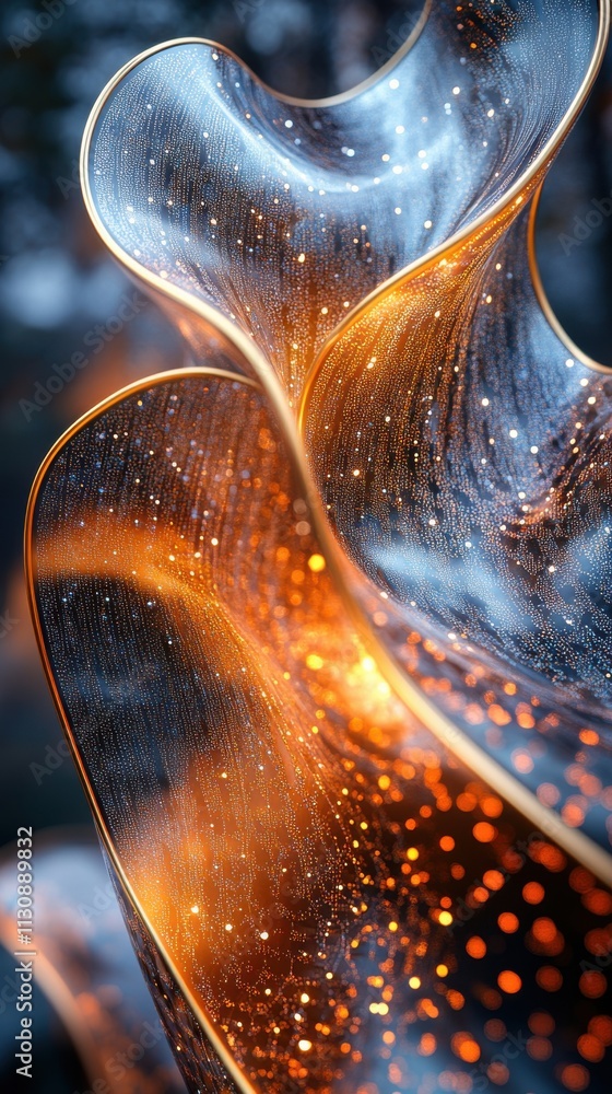 Aufkleber abstract close-up of flowing glass with warm light and intricate patterns.