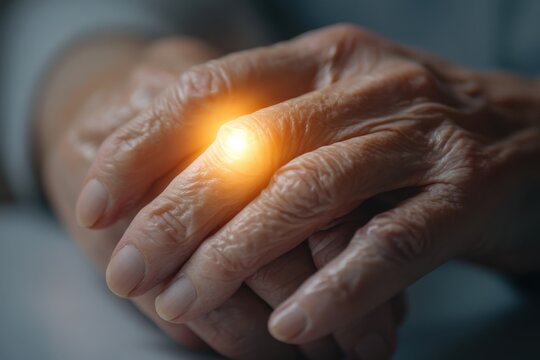 An artistic capture of elderly hands holding a bright luminous object, symbolizing life experiences, emotional warmth, and the beauty of aging with grace and dignity.
