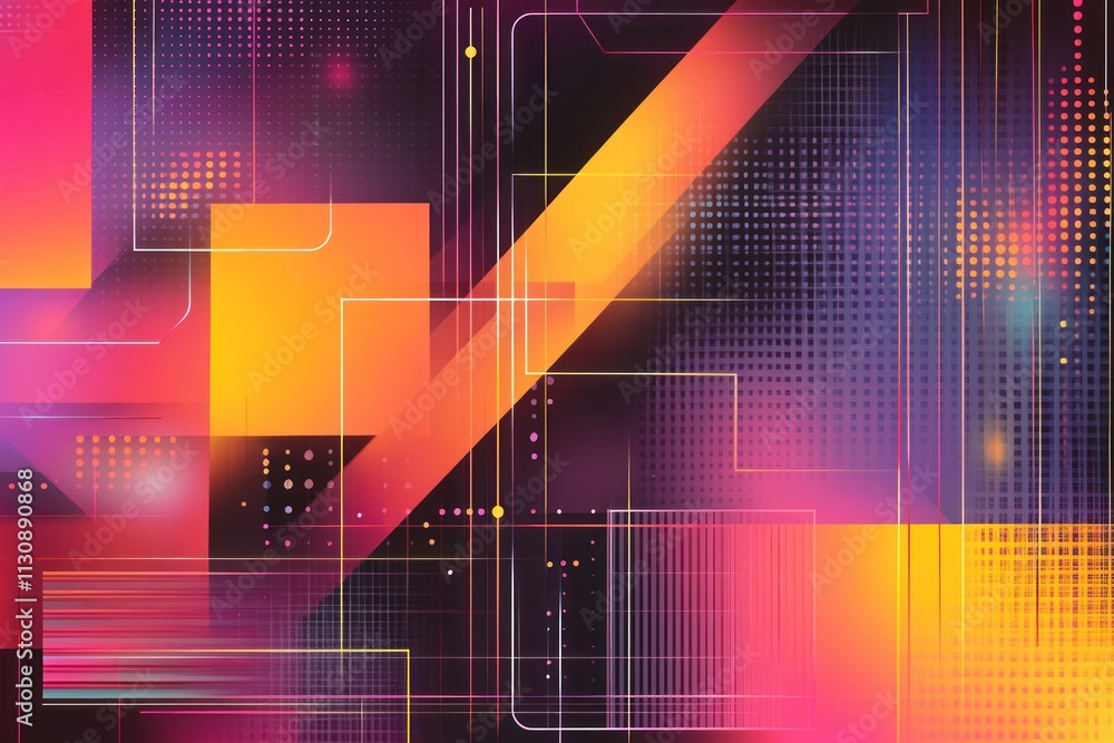 Poster abstract geometric background with vibrant colors and dynamic shapes.