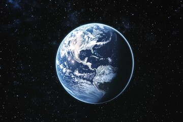 Naklejka premium Planet Earth, starry backdrop, space view.