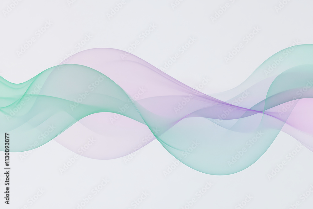 Poster a mesmerizing colorful wave pattern with soft gradients of green, purple, and pink, creating a smoot