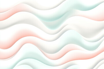 Fototapeta premium A soft and colorful wave pattern with gradients of pale blue, mint, and coral, blending harmoniously on a clean white backdrop.