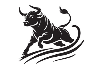 Fototapeta premium Bull silhouette icon set. strength and perseverance symbol on white background