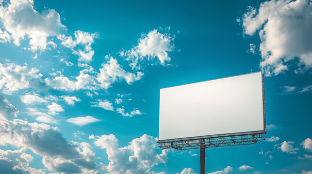 blank canvas billboard white screen design for display advertising banner outdoor with skyper building. large mockup ad banner