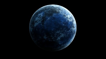 Naklejka premium Dark blue planet, textured surface, black background.