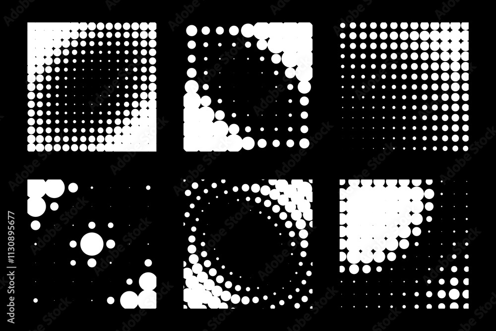 Aufkleber design elements. vector halftone dotted frames set