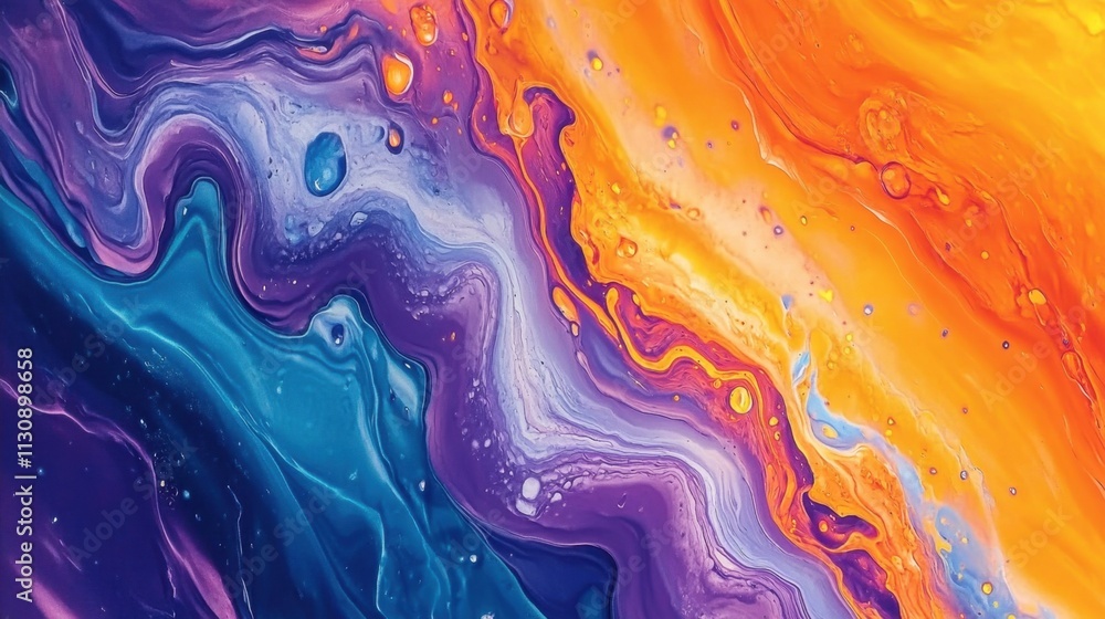 Poster vibrant abstract background with colorful paint splatters in dynamic patterns, expressing energy and
