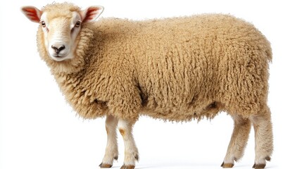 Obraz premium A sheep with a white face stands in front of a white background