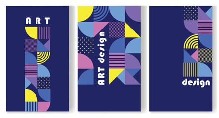 Booklet templates with shapes and forms inspired by the Bauhaus style.