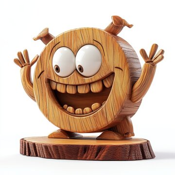 recommend clip art: A cartoon woodworking saw carving a happy wooden sculpture
