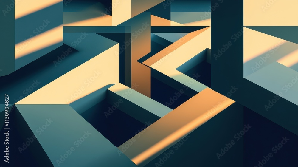 Poster intricate geometric shapes create a mesmerizing abstract design with soft gradients and contrasting 