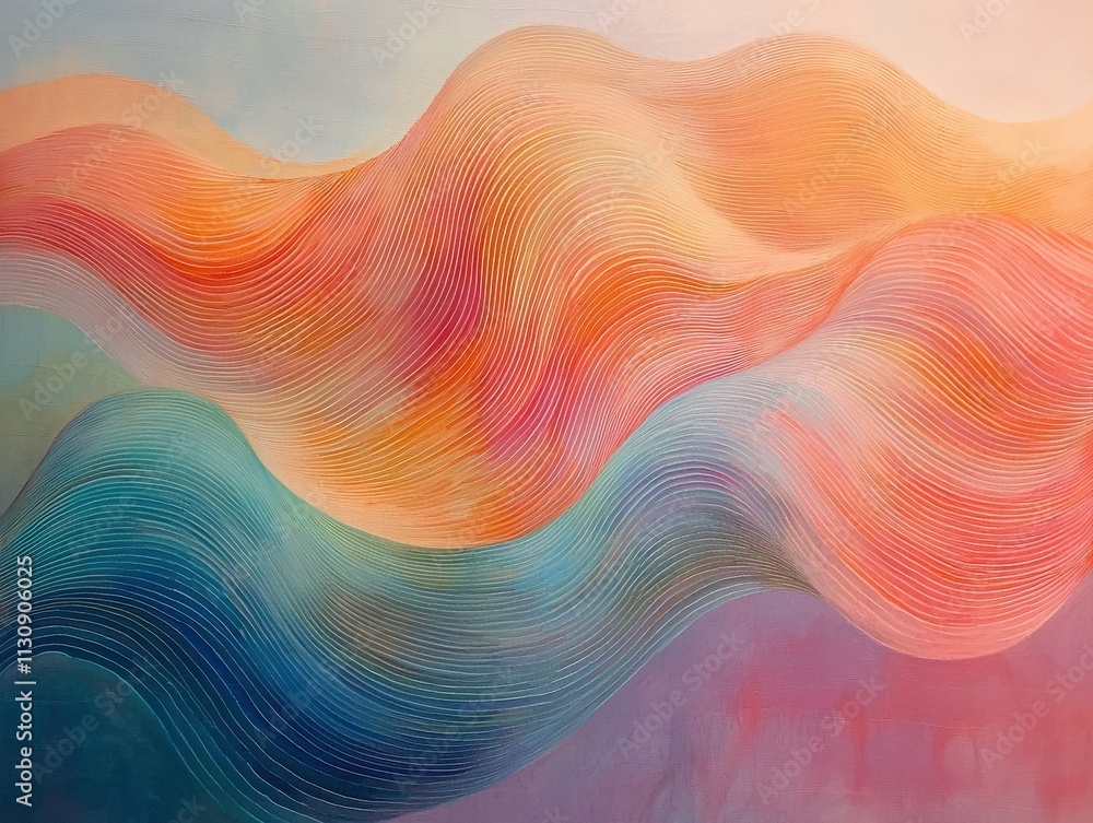 Poster soft colors in motion a serene landscape of concentric waves and tranquility