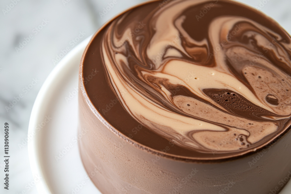 Poster a smooth mocha mousse pattern featuring intricate marbling of light caramel and deep chocolate tones