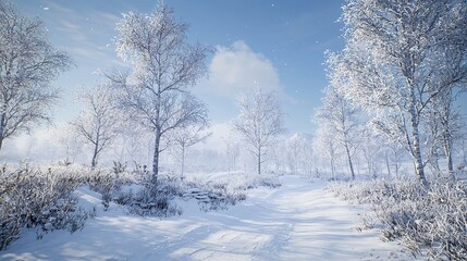 Obraz premium Dramatic wintry scene with snowy trees