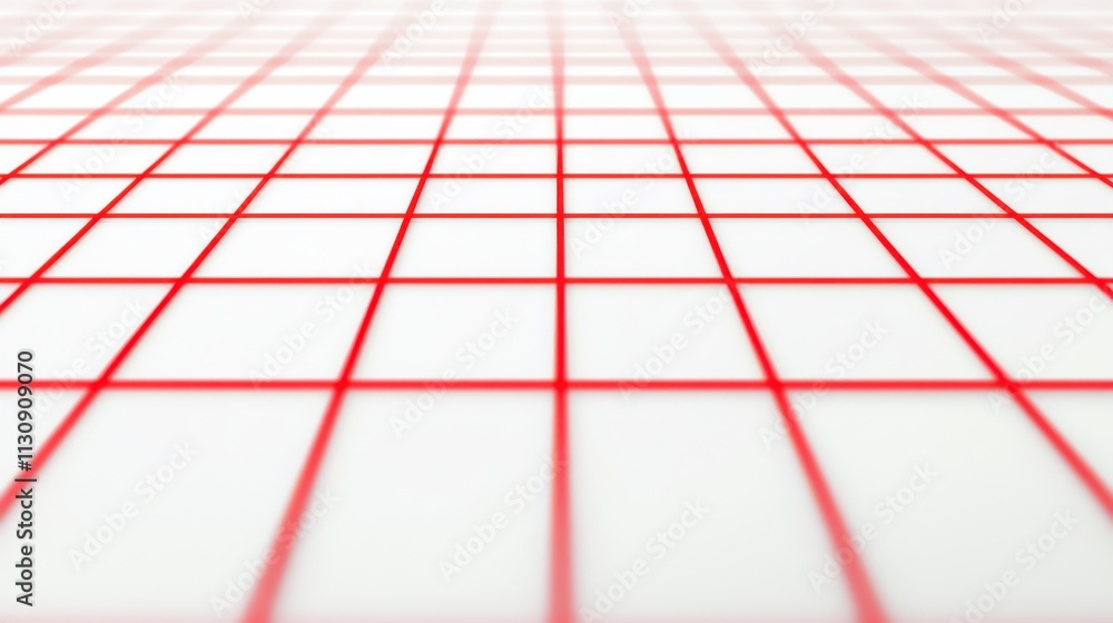 Poster a close-up view of a white grid with red lines, creating a modern and clean geometric pattern.