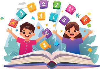 children reading book