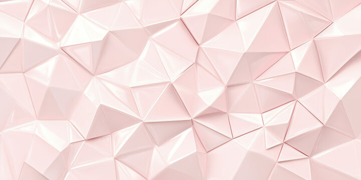 Soft pastel pink background with a futuristic triangular block structure. The 3D tile pattern on the wall creates a subtle, glowing effect, ideal for modern digital art or futuristic design projects.