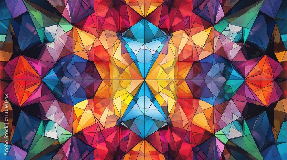 Poster Vibrant abstract geometric design in rich colors and shapes, creating a dynamic visual experience.