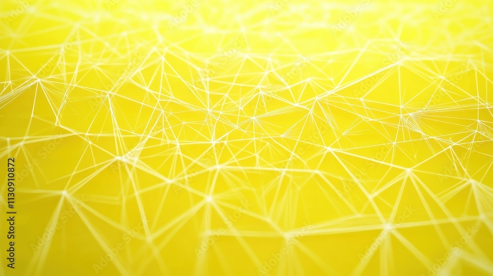 Poster a vibrant yellow abstract background with intricate white geometric lines creating a network effect.