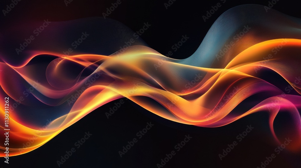 Poster vibrant abstract waves in orange and purple hues create a dynamic and captivating visual effect.