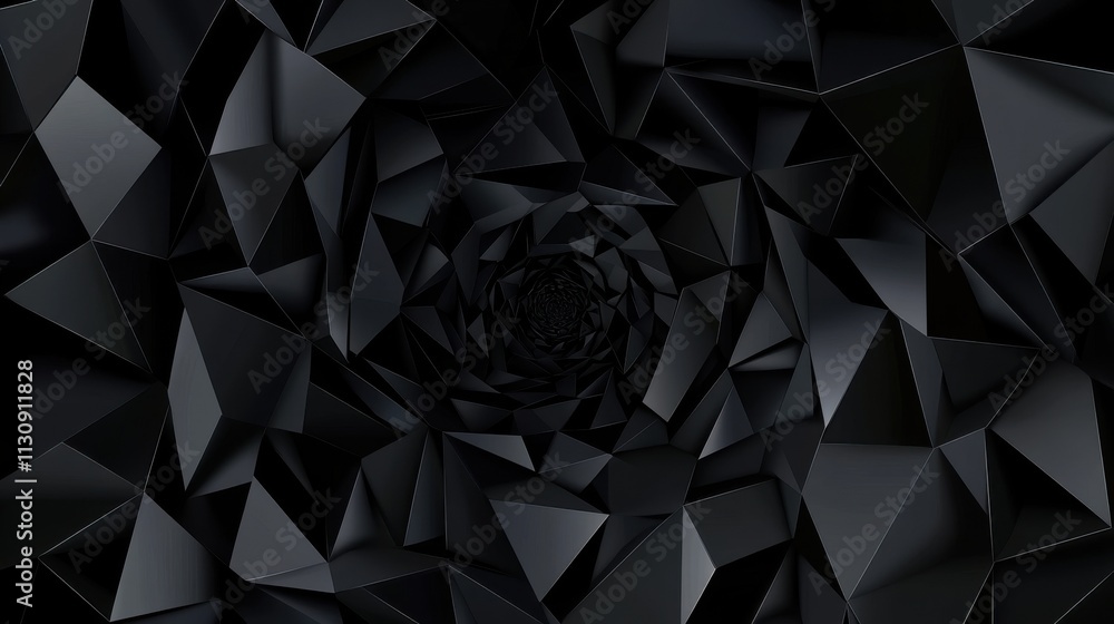 Poster abstract geometric pattern featuring dark black pyramids creating a sense of depth and movement.