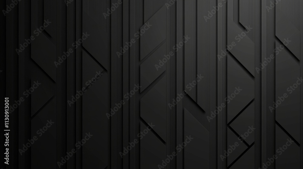 Poster a sleek, modern abstract design featuring a series of black geometric patterns on a textured wall.