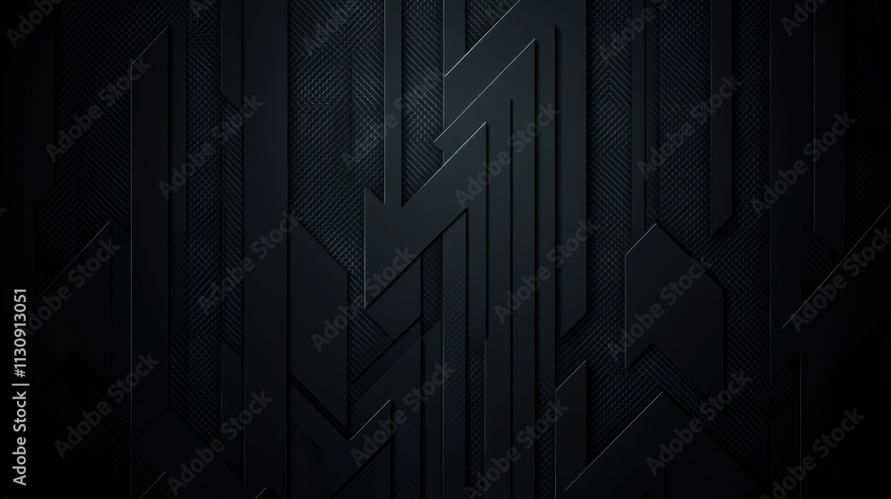 Poster Abstract black geometric pattern with sharp, angular lines creating a modern look.