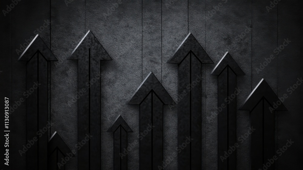 Poster dynamic upward arrows on a textured dark background, symbolizing growth and progress.