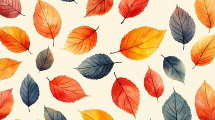 Obraz premium Joyful autumn watercolor leaf pattern