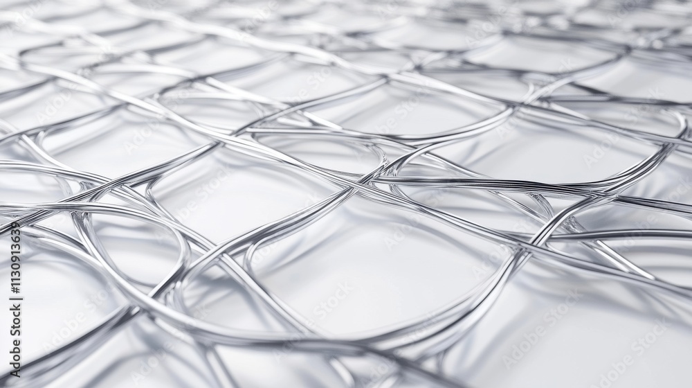 Poster close-up of interwoven metallic wires creating a textured surface.