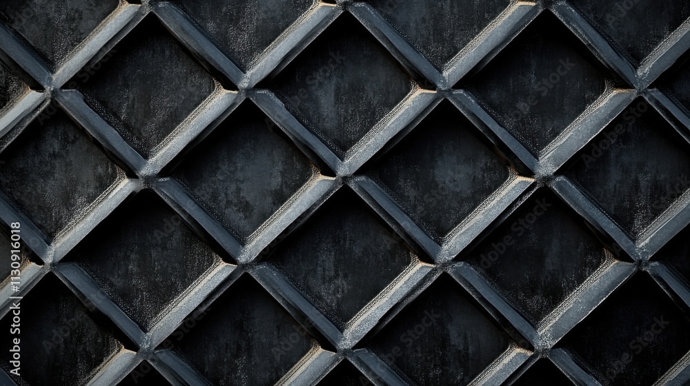 Poster abstract textured wall with a modern diamond pattern in black and gray tones.