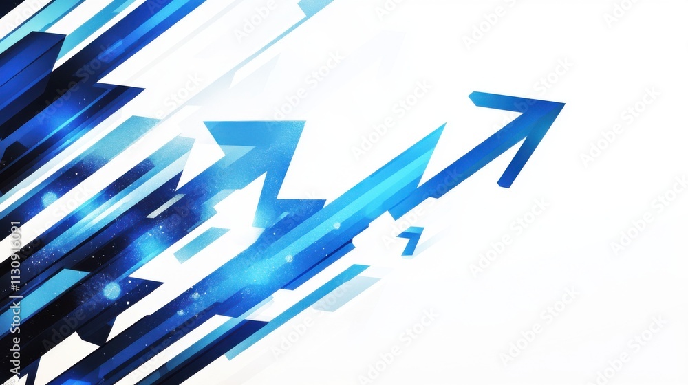 Aufkleber Dynamic abstract design with blue arrows symbolizing progress and movement.
