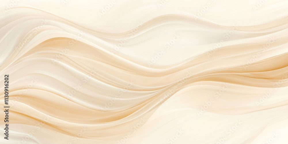 Poster pale peach background with smooth wave patterns and light gray textures. the soft bends of the illus