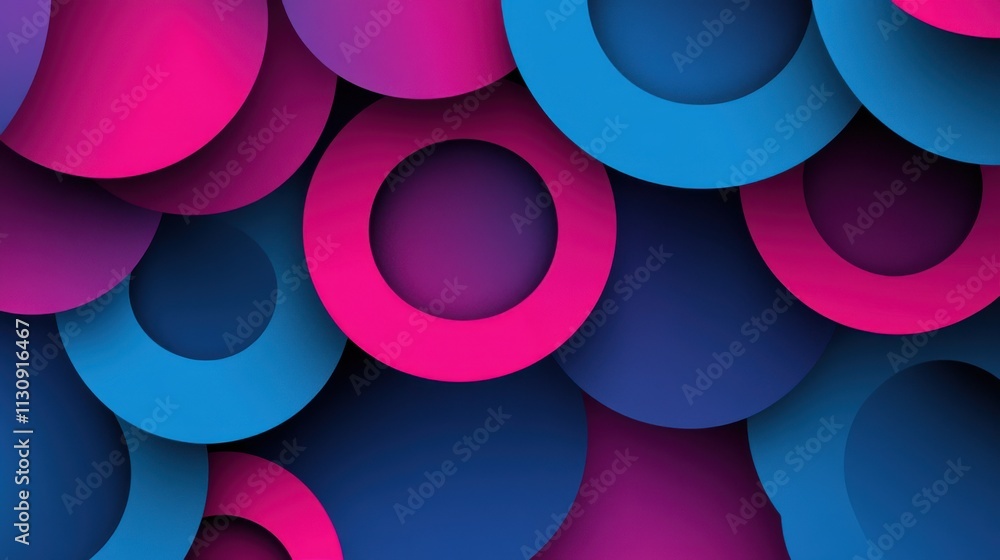 Aufkleber vibrant abstract design featuring layered spheres in pink and blue tones, creating a dynamic and mod