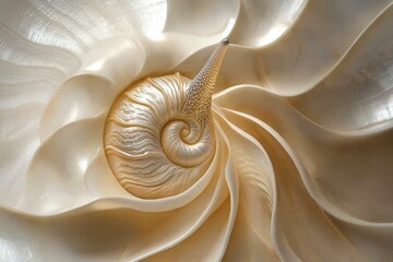 Obraz premium Spiral shell, creamy texture, swirling pattern, elegant form.