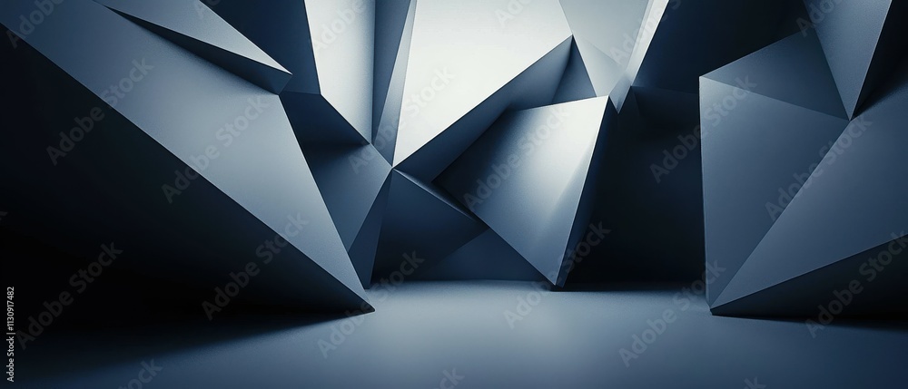 Aufkleber 3d animated geometric shapes dynamic minimalism in abstract perspective