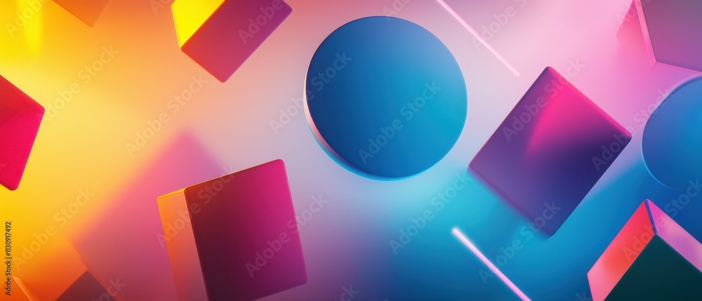 Poster abstract digital art twisting shapes and vibrant colors in visual harmony