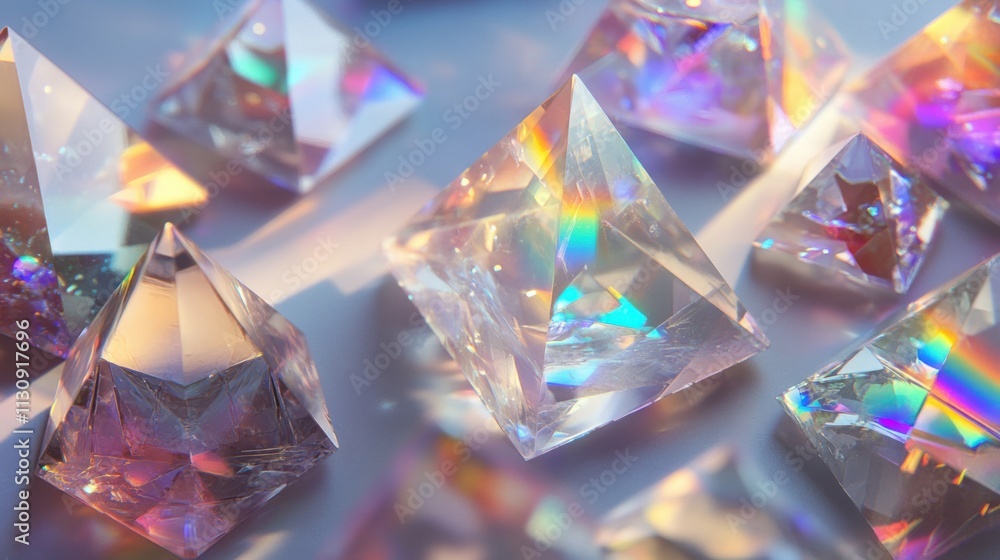 Aufkleber colorful crystals sparkle with rainbow reflections, creating a mesmerizing display of light and colo