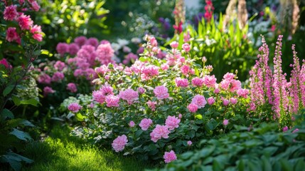 Obraz premium Pink Roses in a Summer Garden
